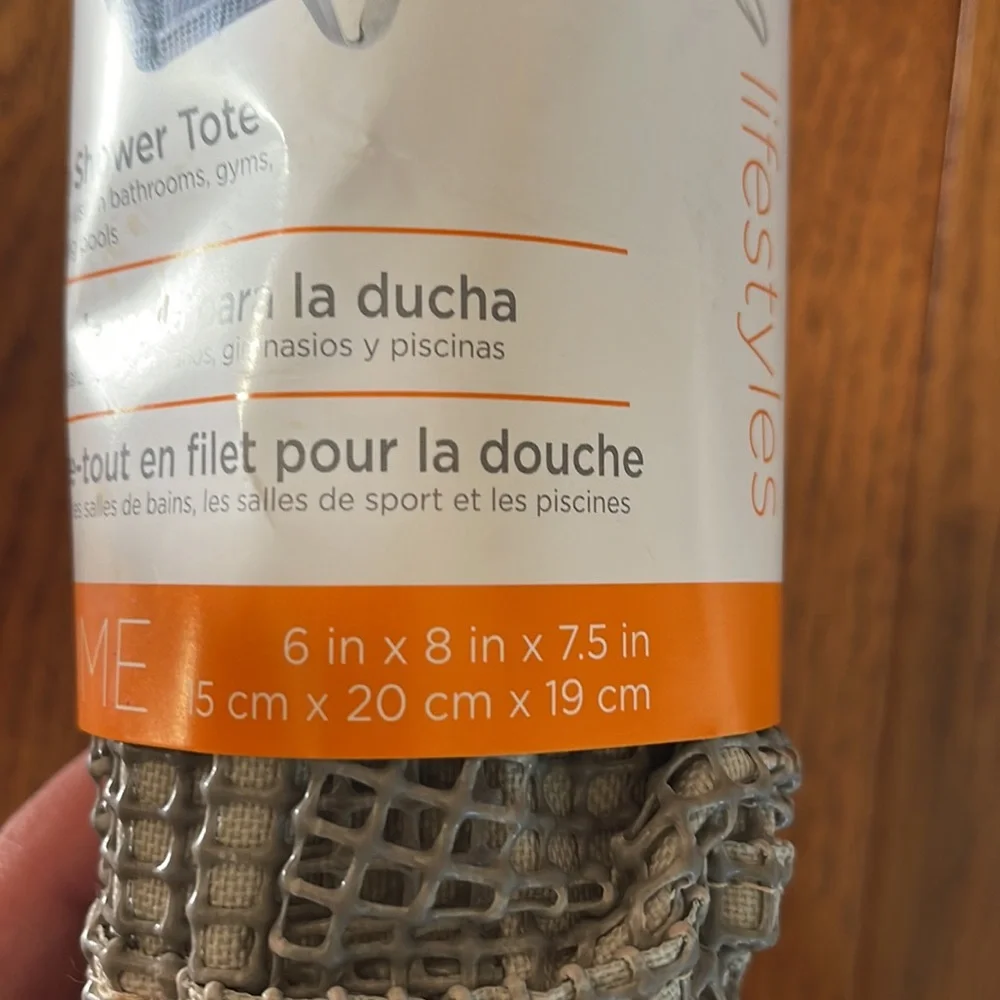 Lite grey mesh shower tote